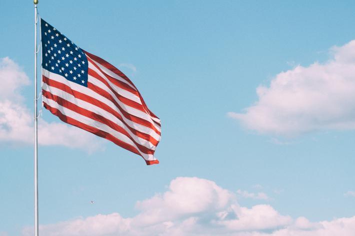 The American flag with stars and stripes