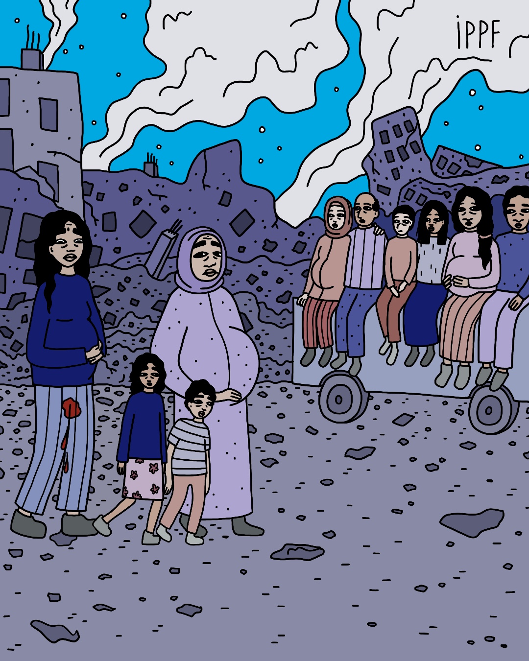 Illustration of pregnant women in Gaza