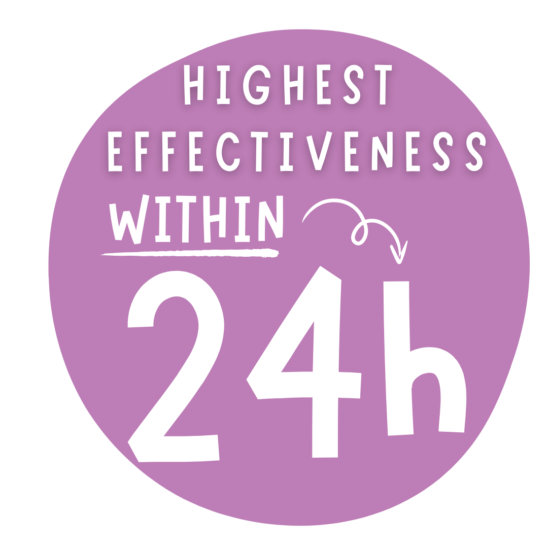 highest effectiveness within 24 hours