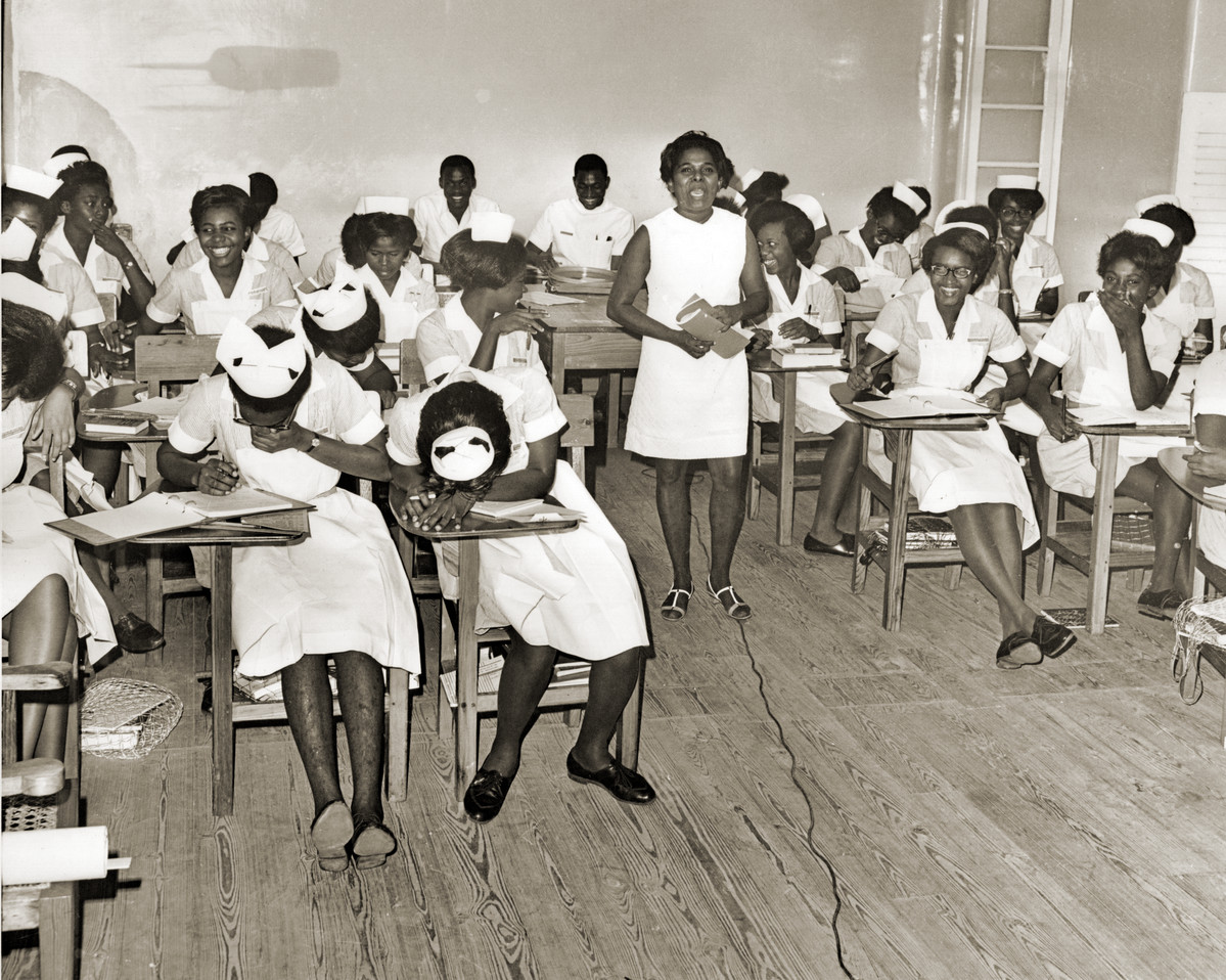 Student nurses at a training session. c1969
