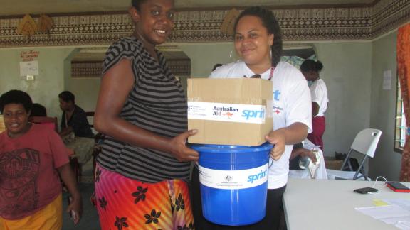 IPPF-SPRINT staff distributing dignity kits