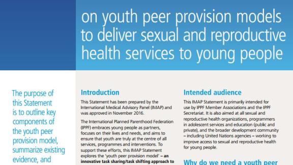 IMAP Statement on youth peer provision models to deliver sexual and reproductive health services to young people