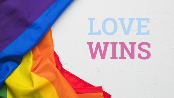 LGBTI+ flat with Love Wins text