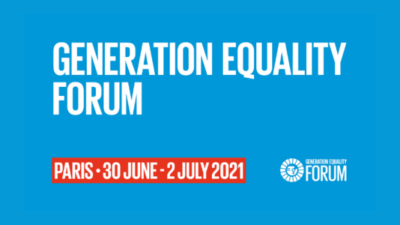 Graphic which reads "Generation Equality Forum, Paris, 30 June-2 July 2021"